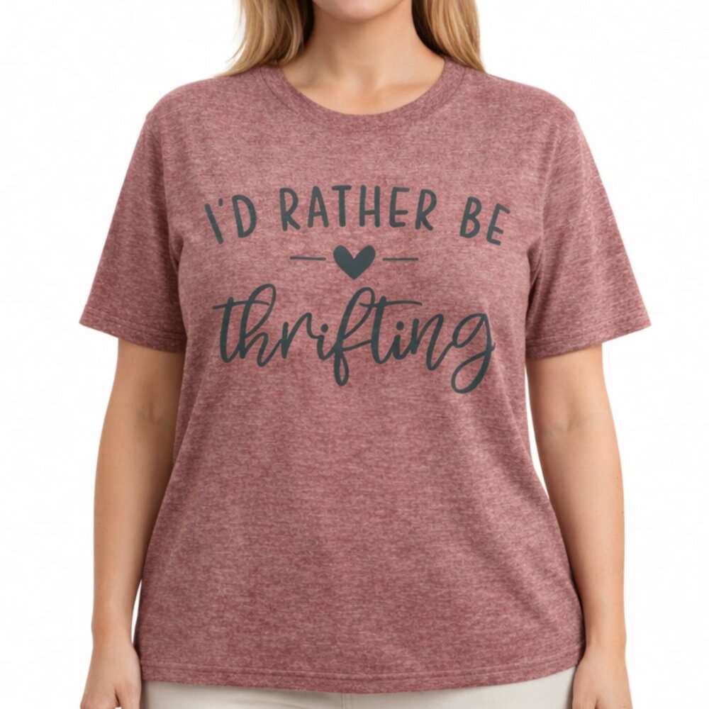 I'd Rather Be Thrifting Novelty T Shirt Brown Various Sizes